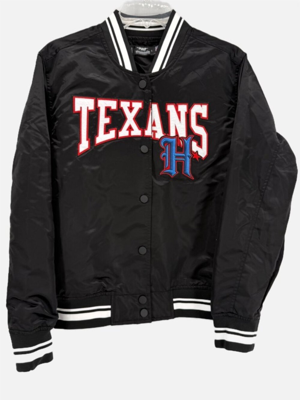 NFL HOUSTON TEXANS CLASSIC BIG LOGO MEN'S SATIN BOMBER JACKET L